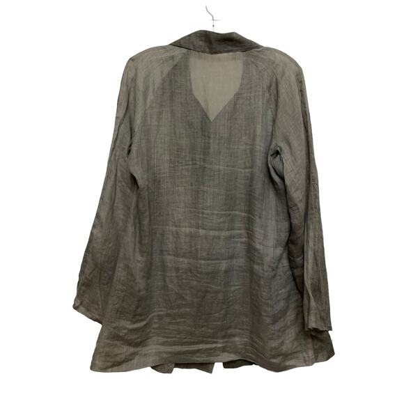 Babette SF Sheer Zip Up Jacket Women Size Small Olive‎ Green Woven Topper Boho - Picture 3 of 10